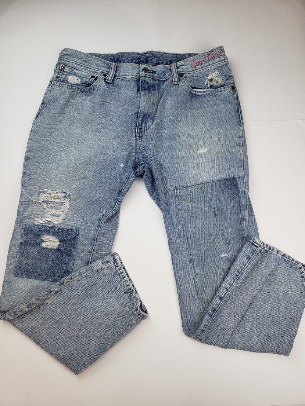 Levi's Rare Special Edition "Good Times" Distressed Patchwork Jeans - Light Wash